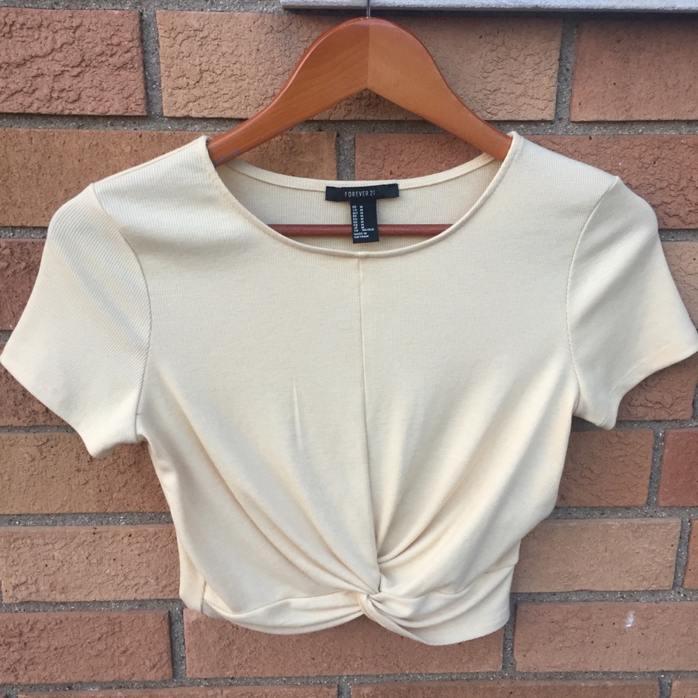 PALE YELLOW TIE CROP TOP